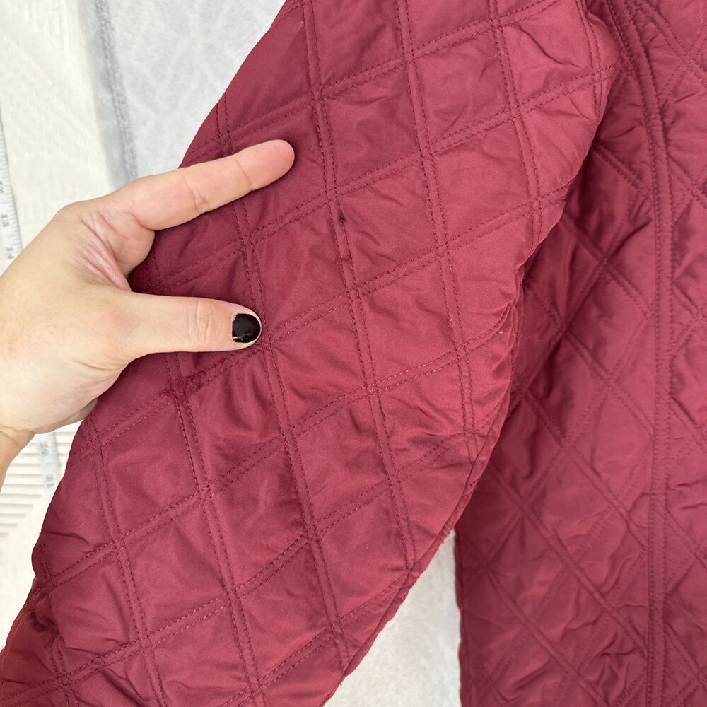 Croft & Barrow Barn Jacket Womens XL Burgundy Quilted Corduroy Collar Chore Coat - Picture 6 of 14